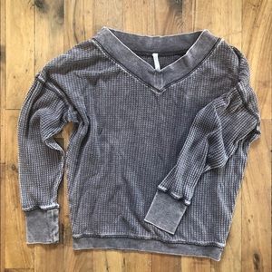 Z Supply Eggplant Wash Waffle Top